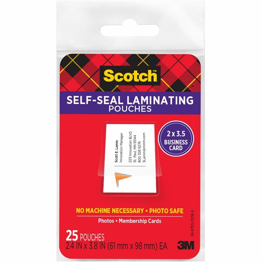 3M 3M MMMLS851G Scotch Self-Sealing Laminating Business Card Pouches 25 Pack (LS851G)