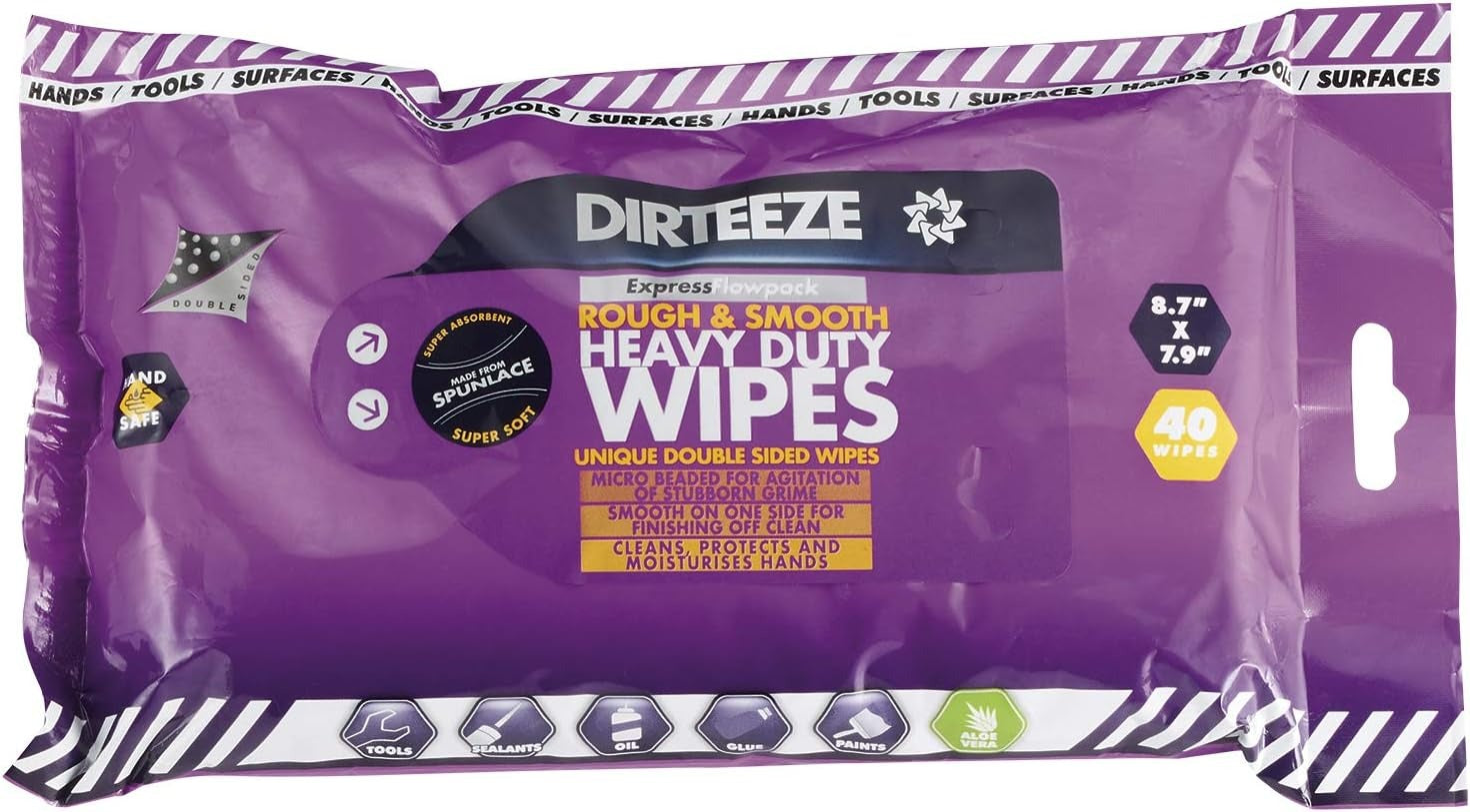 DIRTEEZE Dirteeze DGPF40US Rough and Smooth Heavy Duty Wipes 40 Count Soft Pack DGPF40US