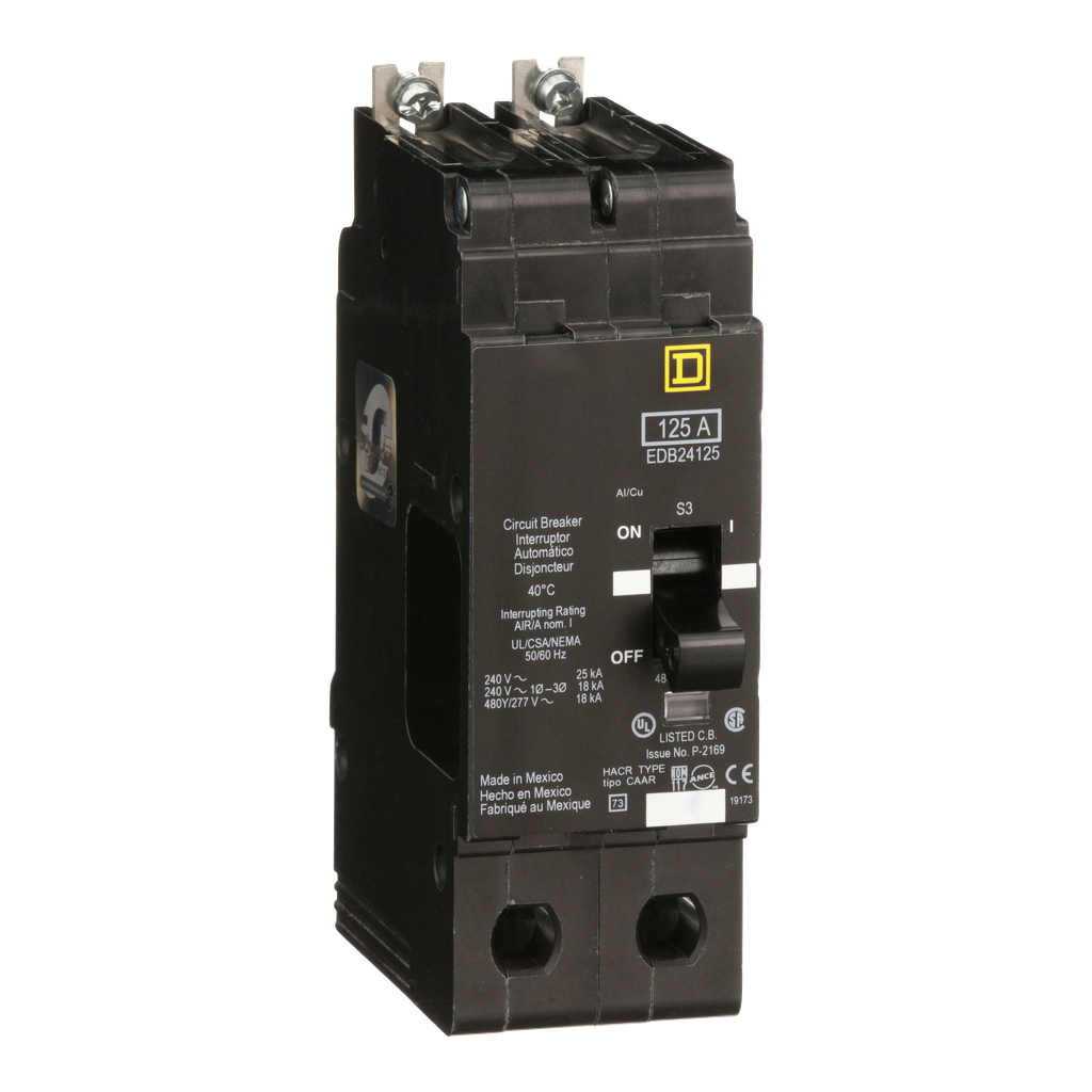 Square D EDB24125 Mini Circuit Breaker 125 Amp 480Y/277 Volt