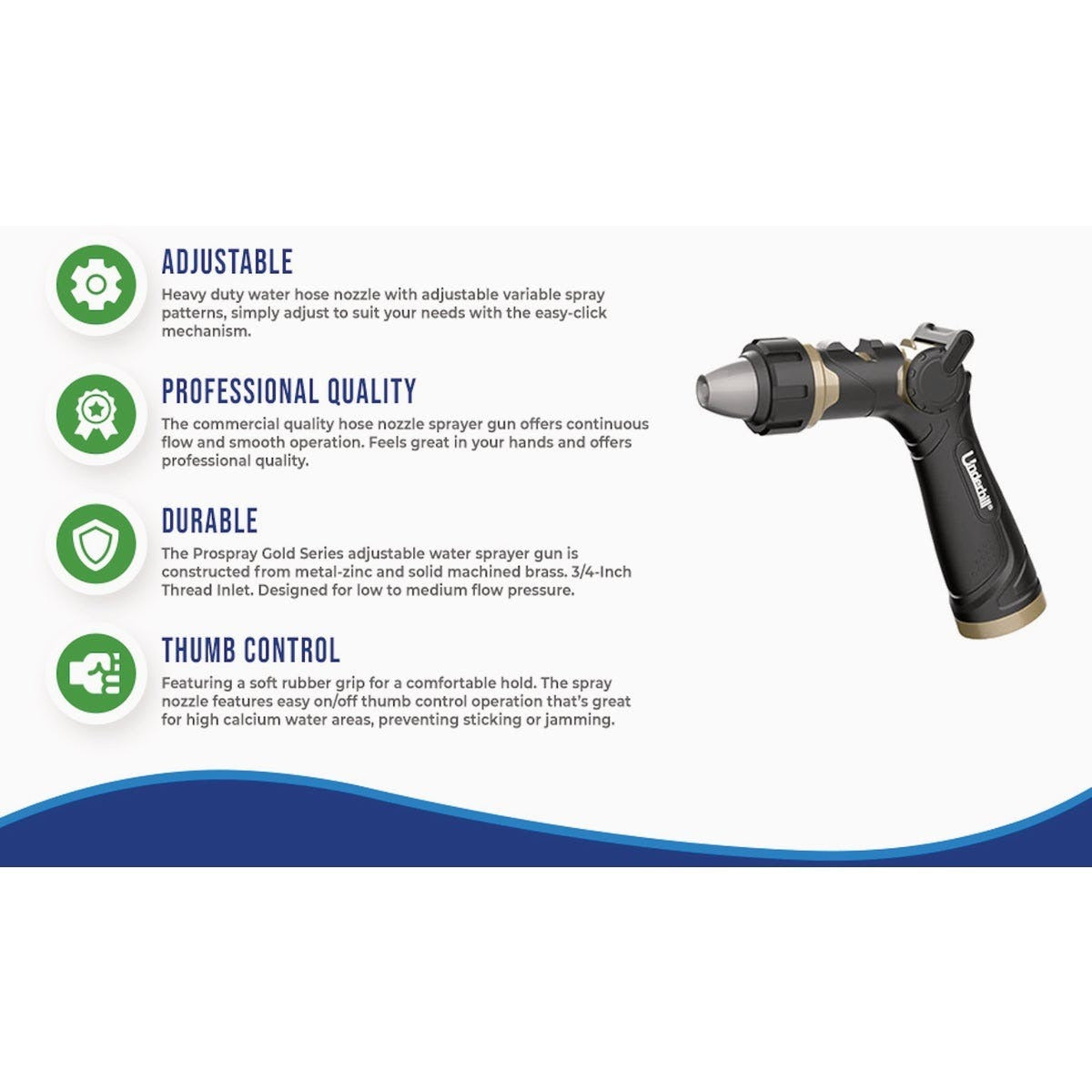 UNDERHILL Underhill NG200-P ProSpray Gold Series Adjustable Multi-Pattern Nozzle