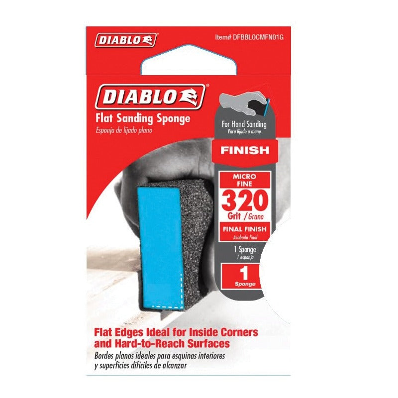 DIABLO Diablo DFBBLOCMFN01G Flat 220-Grit Ultra Fine Sanding Sponge (1.1 x 2.7 x 4.3 / Pack 1)