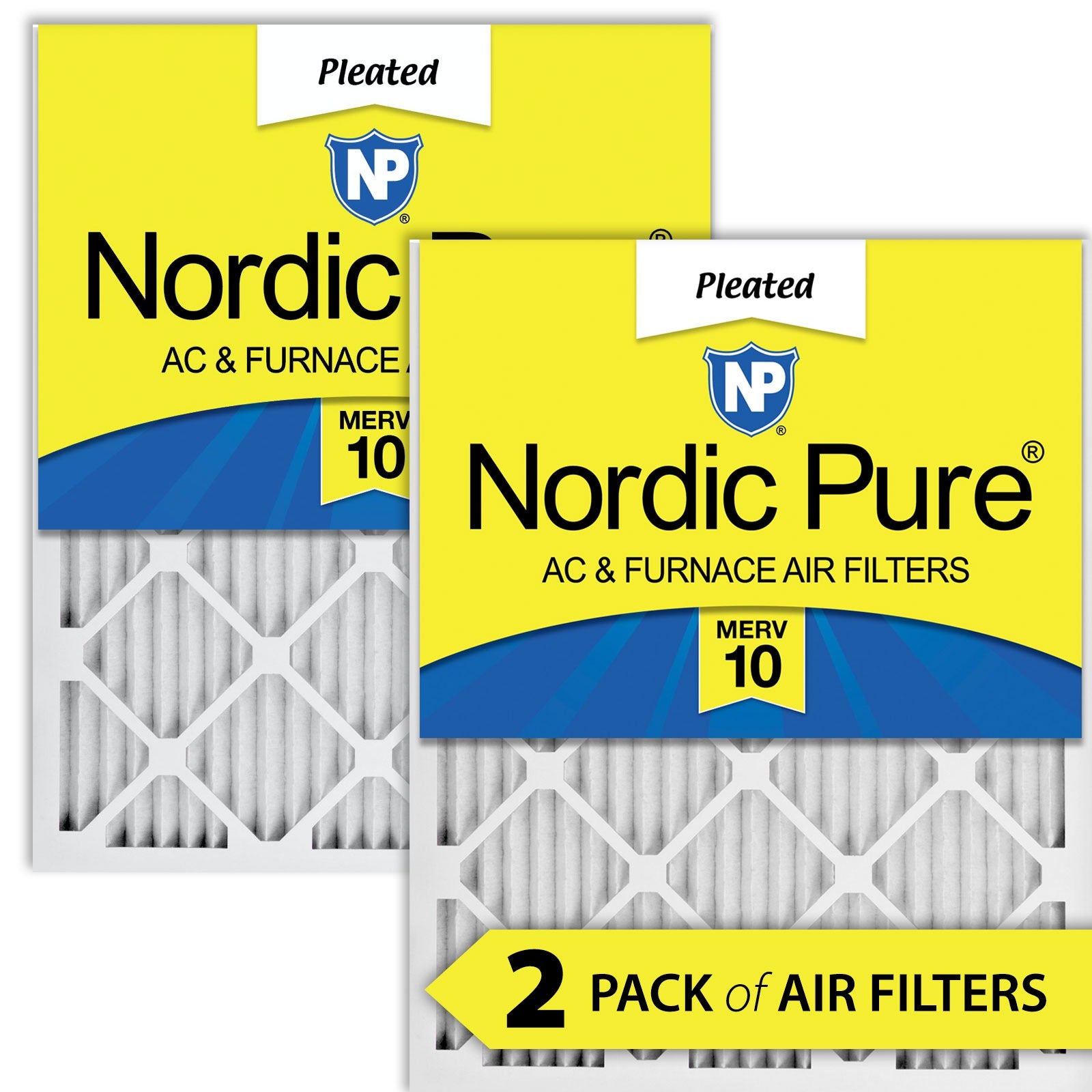 NORDIC PURE Nordic Pure 10x10x1M10-2 Merv 10 Pleated Air Filter 2 Pack