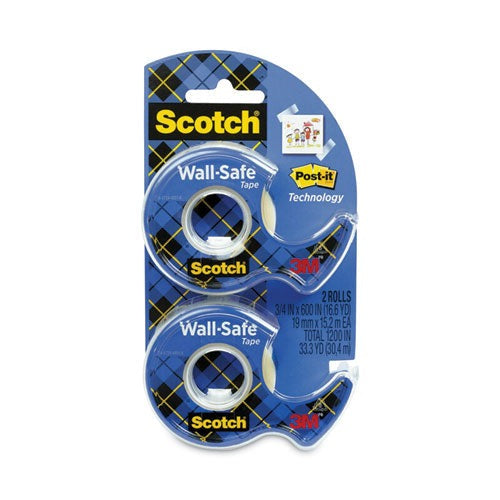 3M 3M MMM183DM2 Scotch 183-DM2 Wall-Safe Tape 0.75 in x 50 ft (2 Pack) MMM183DM2