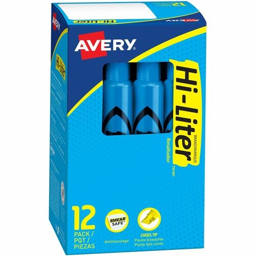 AVERY Avery AVE24016 Fluorescent Blue Chisel Tip Highlighter