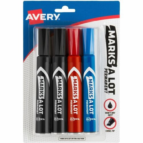 AVERY Avery AVE07905 Permanent Chisel Tip Markers 4-pack