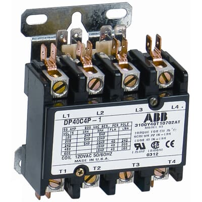 ABB DP40C3P-1 Type DP Contactor, 120 VAC, 40 Amp, 3-Pole