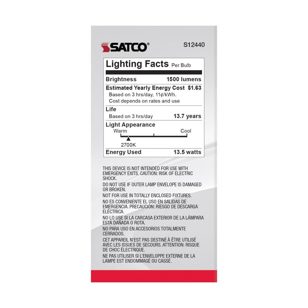 SATCO Satco S12440 A19 LED 13.5W (4-Pack) 100W Replacement