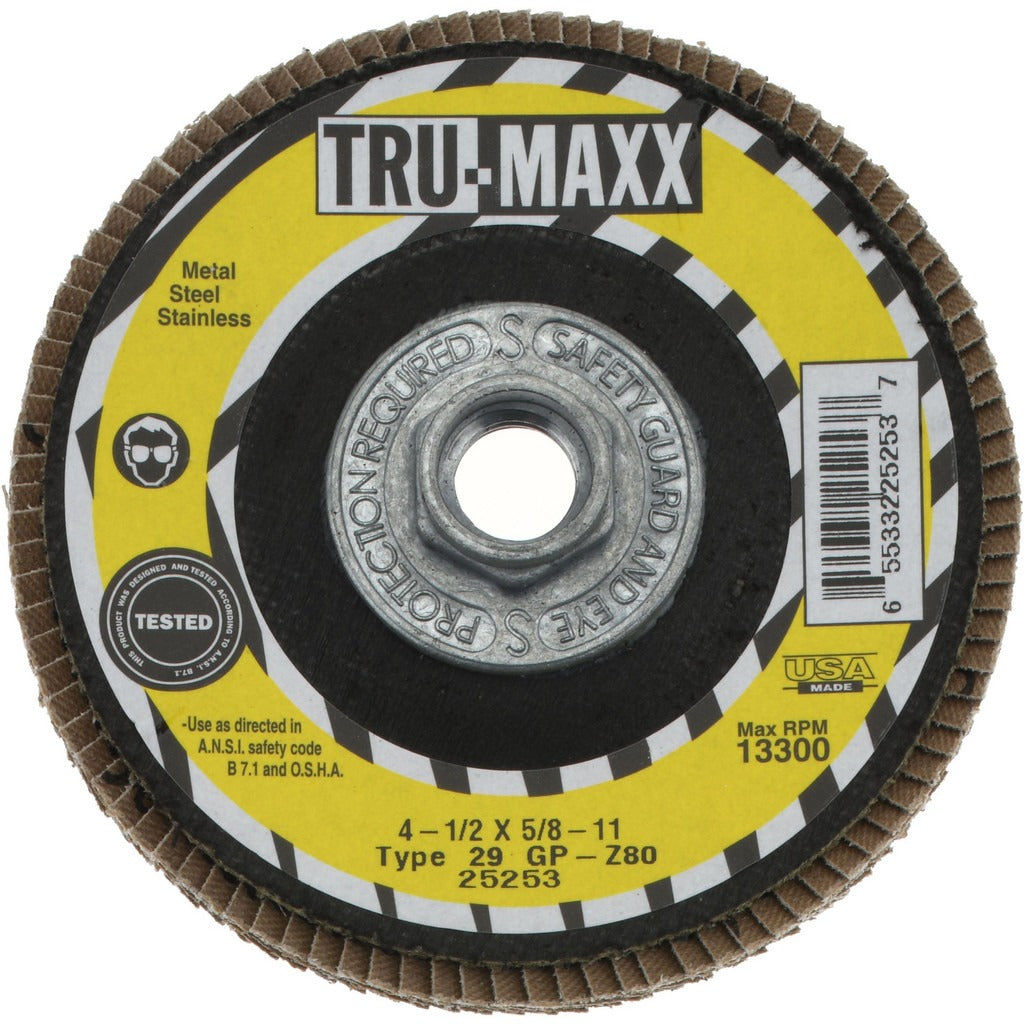 TRU-MAXX Tru-maxx 66254443419 Flap Disc 80 Grit 4.5 in Type 29