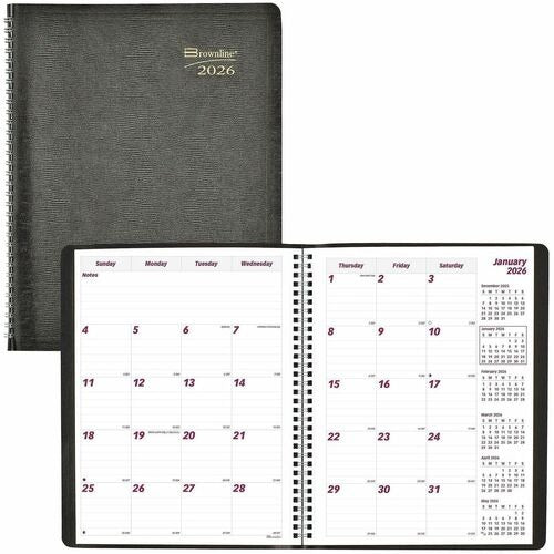 REDIFORM Rediform REDCB1262BLK 14-month Monthly Planner Black Vinyl