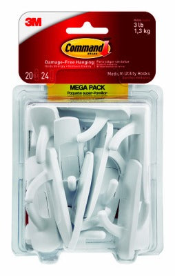 3M 3M Company 17001-MPES Medium Utility Hooks 20 Pack