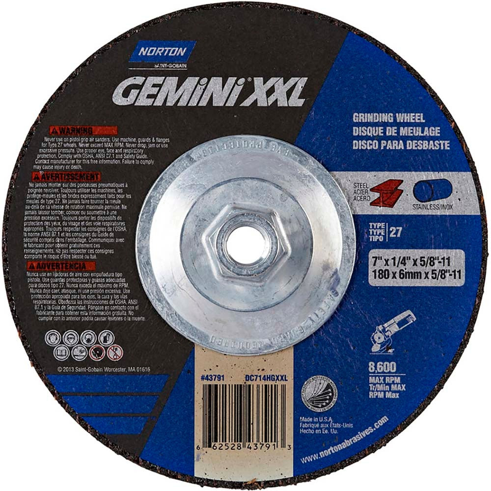 NORTON Norton 66252843791 Type 27 Grinding Wheel 7in 24 Grit