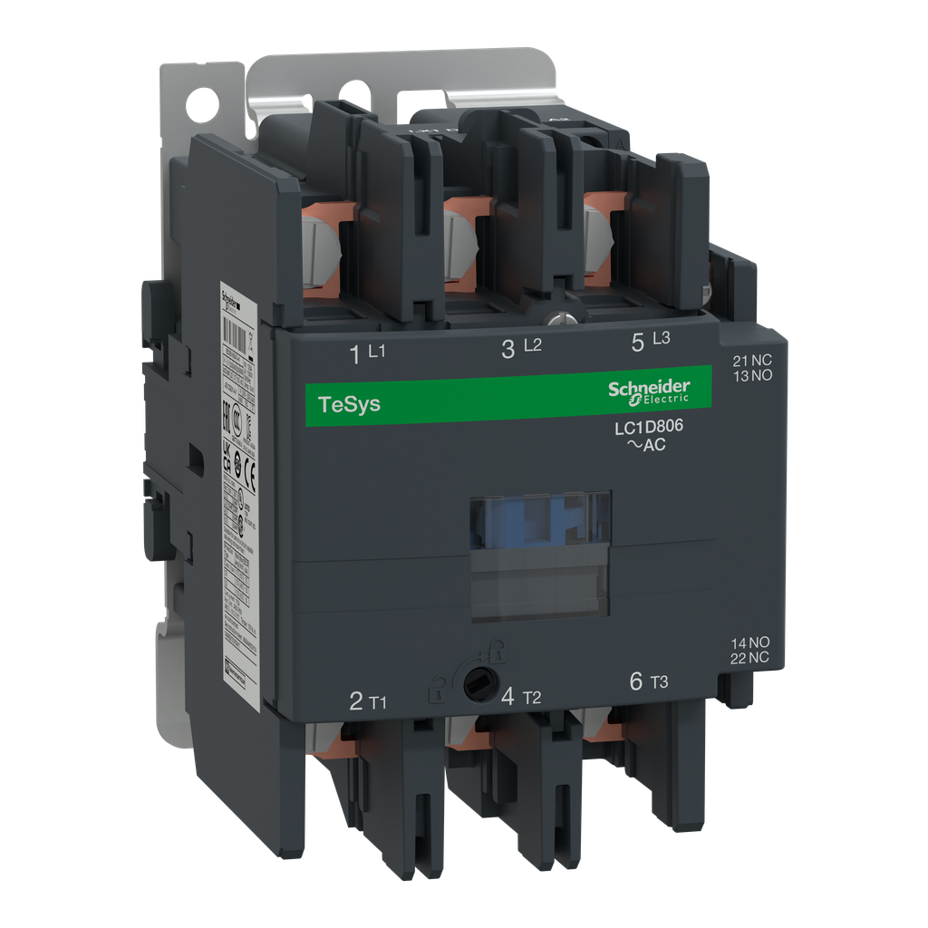 Schneider Electric LC1D806G7 600 VAC 80 Amp 3-Pole 1NO 1NC Screw Terminal Full Voltage Non-Reversing IEC Contactor