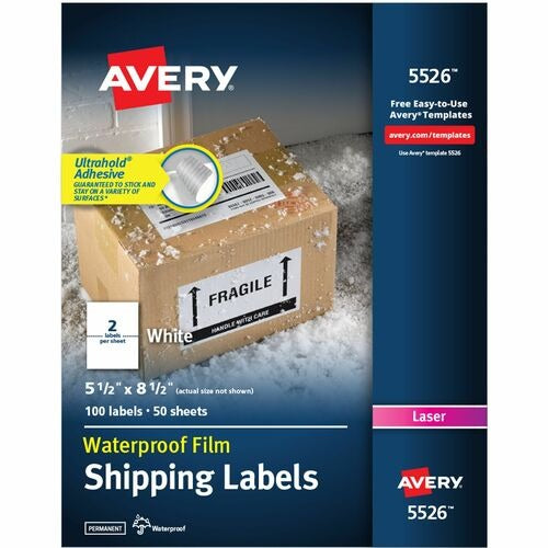 AVERY Avery AVE5526 Weatherproof Mailing Labels 5.5x8.5 100 Pack