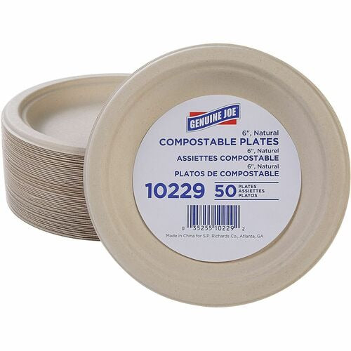 GENUINE JOE Genuine Joe GJO10229 Compostable Plates 6 Inches 50 Pack