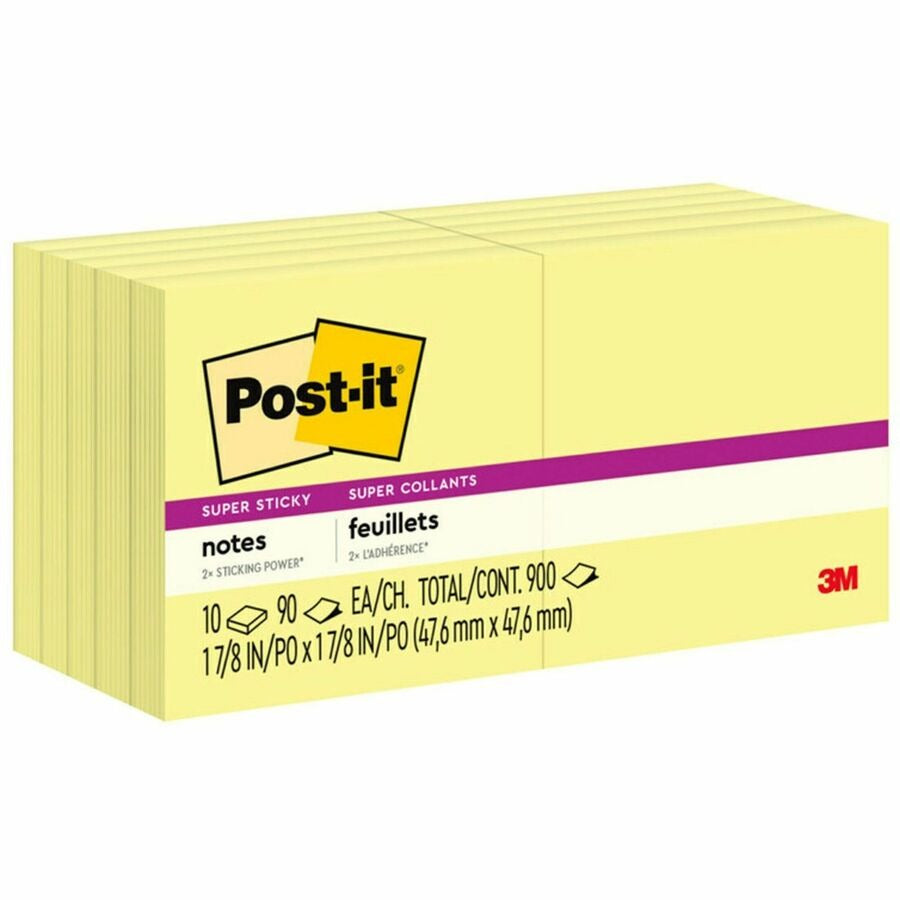 3M 3M MMM62210SSCY Post-it Super Sticky Adhesive Notes 2 x 2 (10 Pads) 622-10SSCY