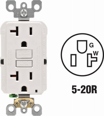 LEVITON Leviton R22-GFNT2-0KW 20A Self-test Slim Gfci Outlet White