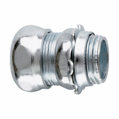 Eaton 650S EMT Compression Connector, EMT, Straight, Non-insulated, Steel, Threadless, 1/2