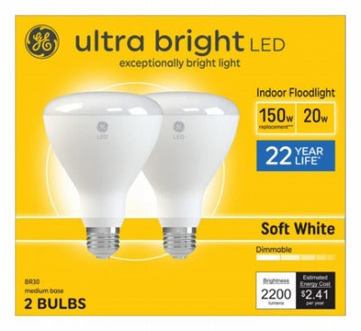 GE G E Lighting 93130933 Led BR30 Bulb 20W 2700K 2-pack