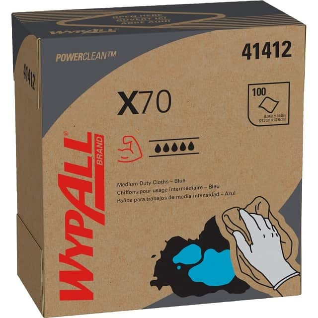 KIMBERLY-CLARK Kimberly-Clark KCC41412 Wypall PowerClean X70 Medium Duty Cloths 9.1 x 16.8 in (100/Box) KCC41412