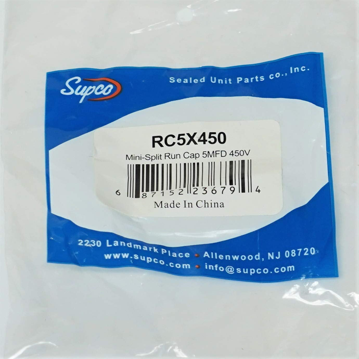 SUPCO Supco RC5X450 Mini-Split Run Capacitor 5 MFD 450V (Replacement RC5X450)