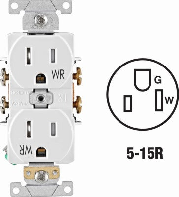 LEVITON Leviton S12-TWR15-00W Wr Tamper Resistant Outlet 15A White