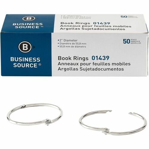 BUSINESS SOURCE Business Source BSN01439 Book Rings 2 Inch Box of 50