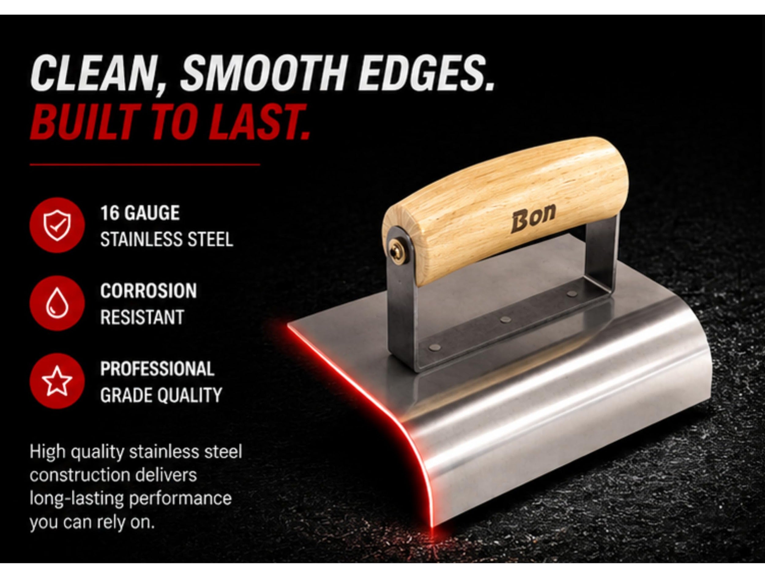 BON TOOL Bon Tool 12-448 Stainless Steel Sidewalk Edger 6x4 in