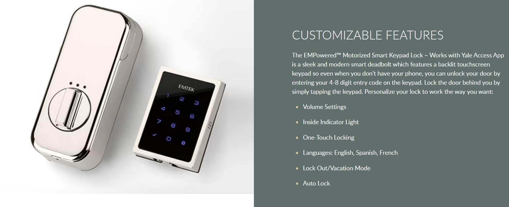 EMTEK Emtek EMP21211US10B Empowered 2 Deadbolt Bluetooth Wifi