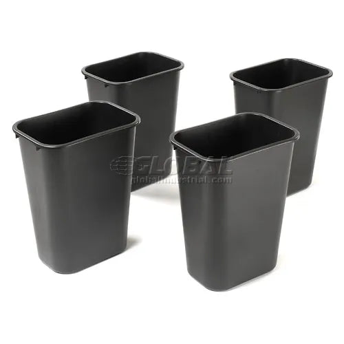 Rubbermaid FG295700BLA LG RECT WSTBSKT - 10 Gallon Rubbermaid Plastic Wastebasket - Black