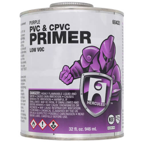 Hercules 60420 PVC & CPVC Pipe and Fittings Purple Primer 32 Ounce