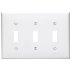 Leviton 80711-W 3-Gang Toggle Device Switch Wallplate White