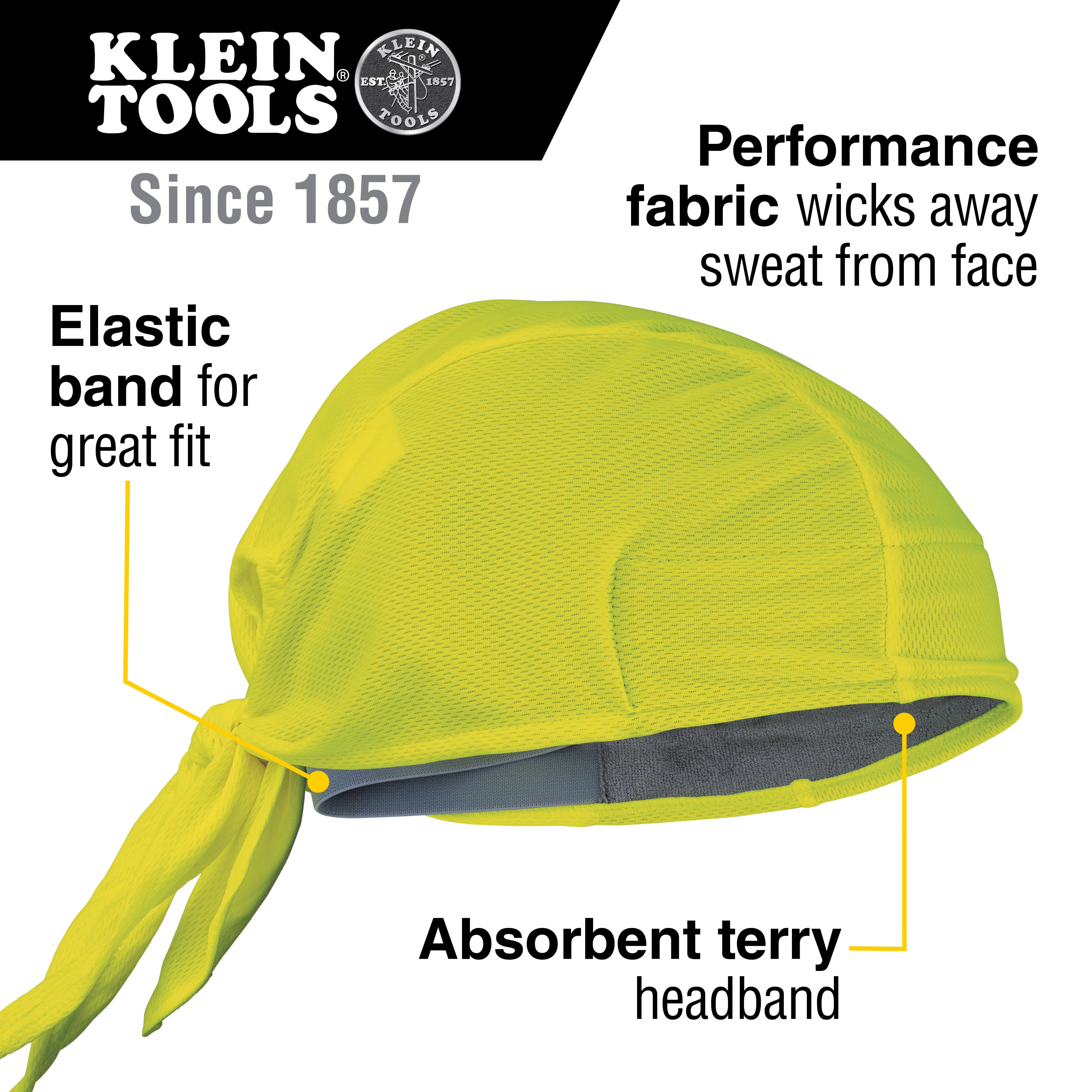 Klein Tools 60546 Cooling Do Rag High-Visibility Yellow 2-Pack