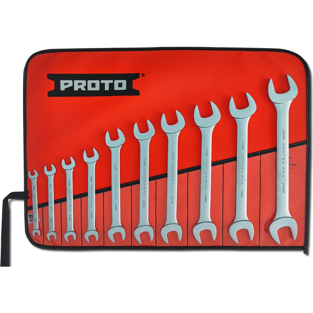 PROTO Proto J30000A Metric Open End Wrench Set 10 Piece
