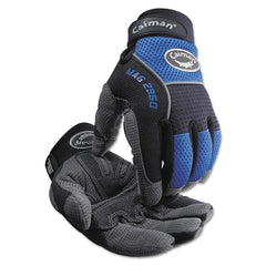 Caiman 2950-XL Synthetic Leather Padded Palm Grip Mechanics Gloves X-Large Black/Blue/Gray