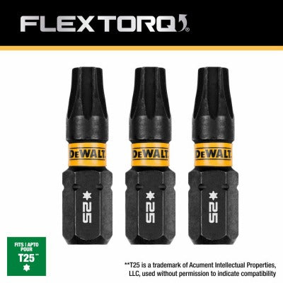DEWALT Dewalt Accessories DWAF1TX25IR3 Flextorq T25 Bit 3 Pack