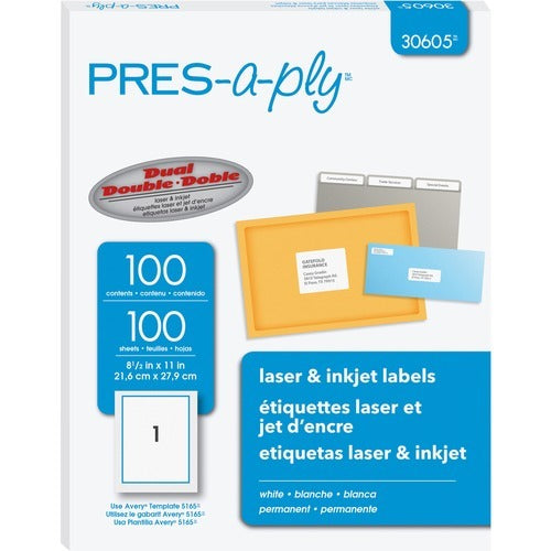 AVERY Avery AVE30605 Full Sheet Laser Labels 8.5x11 Box of 100