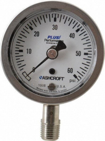 ASHCROFT Ashcroft 95485XLL Pressure Gauge 0-60 Psi 2.5 in Lower Mount