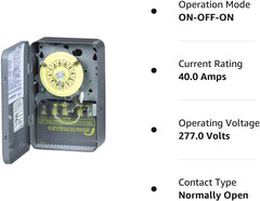 Intermatic WH40 Mechanical Water Heater Timer Switch 40A DPST 208-277V