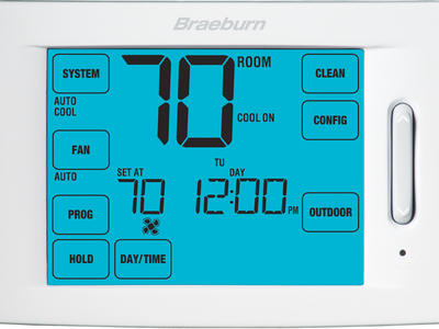 BRAEBURN 6100 | 24v Single Stage Programmable Heating/Cooling Digital Touchscreen Hybrid Thermostat With 12 Square Inch Screen For Conventional & Heat Pump Systems 45-90F 1H-1C