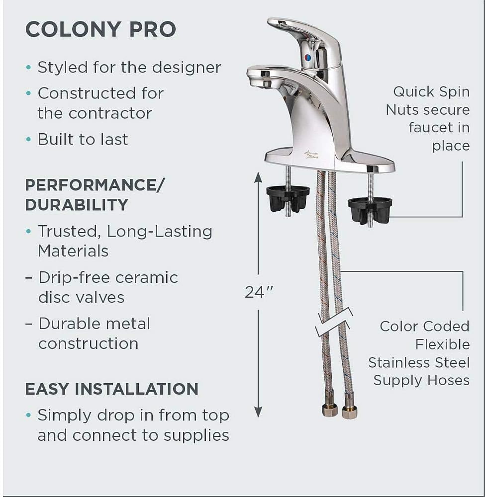 American Standard 7074040.002 Colony Pro Single-Handle Kitchen Faucet with Side Spray and Deckplate Polished Chrome