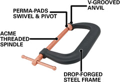 Wilton 14285 Spark-Duty Drop-Forged C-Clamp 10-1/8 Inch Opening 6 Inch Throat Depth