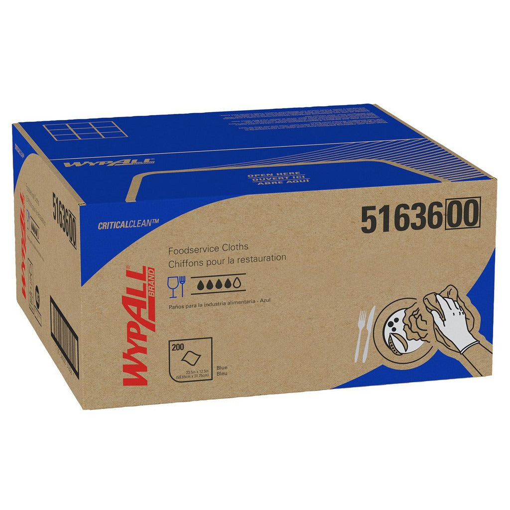 KIMBERLY-CLARK Wypall 51636 X50 Food Service Wipes 200 Sheets Blue