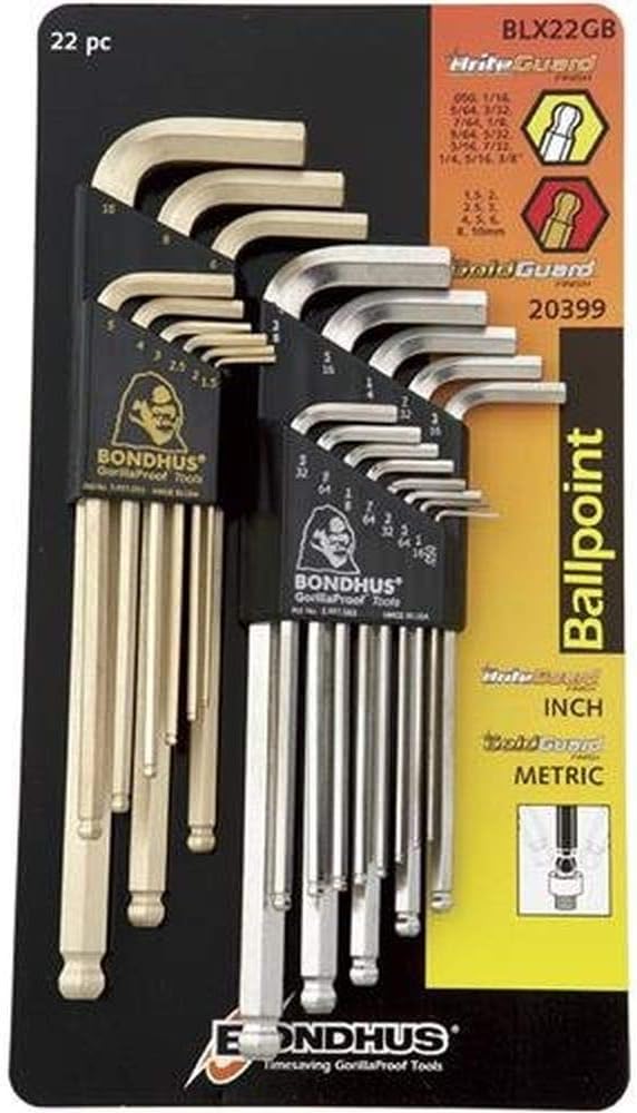 Bondhus 20399 Ball End L-Wrench DoublePK BriteGuard GoldGuard Finish