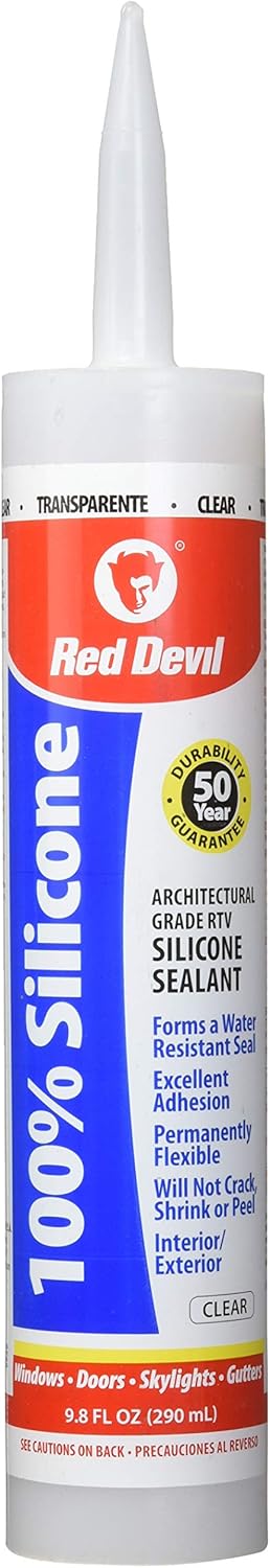 Red Devil 0826 100% Silicone Sealant Architectural Grade Waterproof Adhesive 9.8 oz Tube