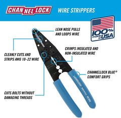 Channellock 908 Wiring Tool 8-Inch Wire Stripper Crimp Tool