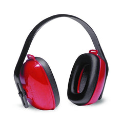 Honeywell QM24PLUS Multiple Position Headband and Over the Head Earmuffs in Red with Black