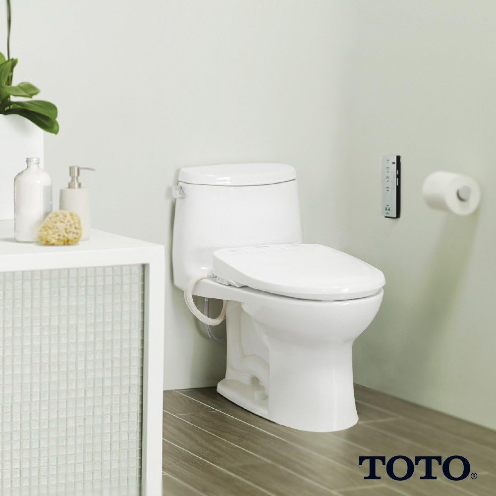 TOTO SW583#01 Electronic Bidet Toilet Seat with Warm Cleansing, Auto Lid, EWATER+, Round, Cotton White