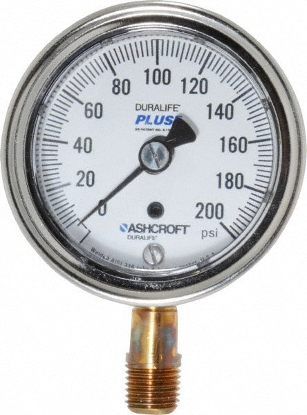 ASHCROFT Ashcroft 94585XLL Pressure Gauge 0-200 Psi 2.5in Lower Mount