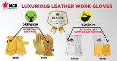 MCR Safety 49751M Gold Grain Elkskin Leather Welding Gloves, Heat Resistant, Kevlar Stitching, Reinforced Thumb