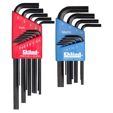 EKLIND Eklind 10022 Hex L-Key Allen Wrench Combo 22-Piece (Long Inch + Short Metric) REK10022